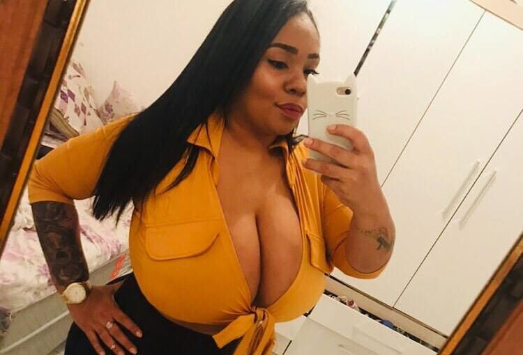 Black girl with natural gigantic tits!